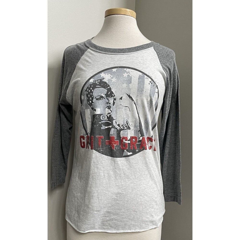Nine Line Apparel Ladies S Grit & Grace Three-Quarter Sleeve Reglan Baseball Tee